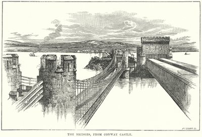 Broarna, från Conway Castle (gravyr) av English School
