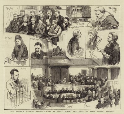 Brighton Railway Tragedy, noterar i domstolen under rättegången mot Percy Lefroy Mapleton av English School