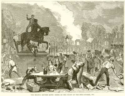 Bristol Reform Riots-scenen natten till den 30 oktober 1831 av English School