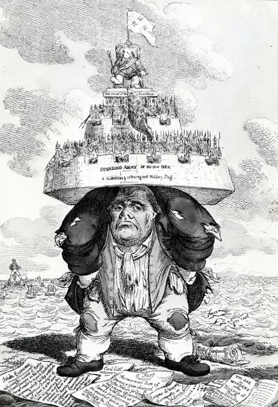 British Atlas, eller John Bull som stödjer fredsetableringen, tryckt av Charles Williams, 1816 av English School