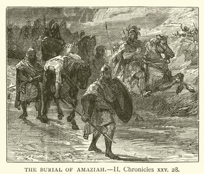 The Burial of Amaziah, II, Chronicles, xxv, 28 (gravyr) av English School