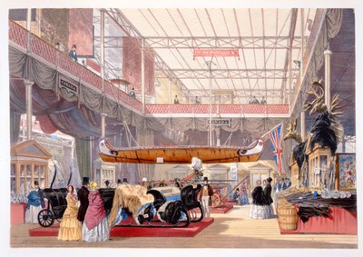 The Canadian Hall från Dickinsons omfattande bilder av den stora utställningen 1851..., publicerad av Dickinson Brothers, 1854 av English School