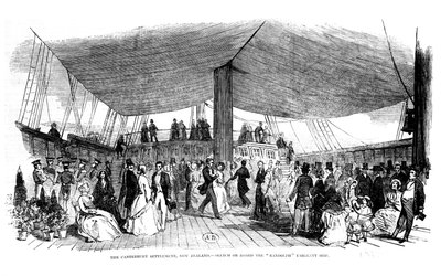 The Canterbury Settlement, Nya Zeeland - skiss ombord på Randolph Emigrant-skeppet, 1850 av English School