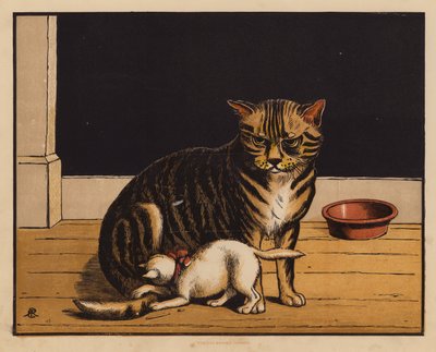 Katten (färglitografi) av English School