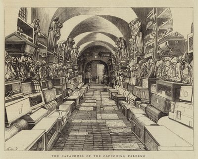 Kapucinernas katakomber, Palermo (gravyr) av English School