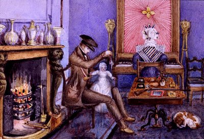 "Dagens fångst", en interiör, ca 1830 (akvarell på papper) av English School