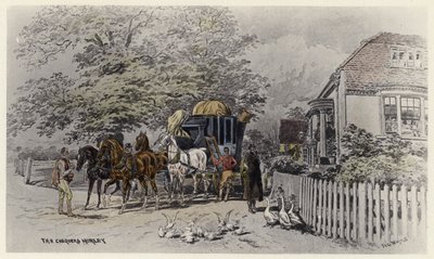 The Chequers, Horley (färg litho) av English School