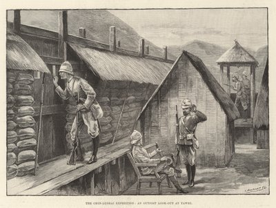 Chin-Lushai-expeditionen, en utpost med utsikt över Yawhi (gravyr) av English School