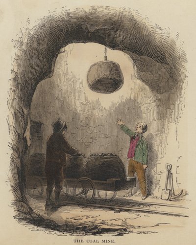 Kolgruvan (färgad gravyr) av English School