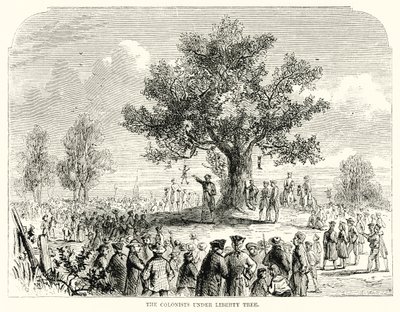 The Colonists under Liberty Tree (gravyr) av English School