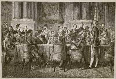 The Congress of Vienna, illustration från Cassells Illustrated History of England (sepiafoto) av English School