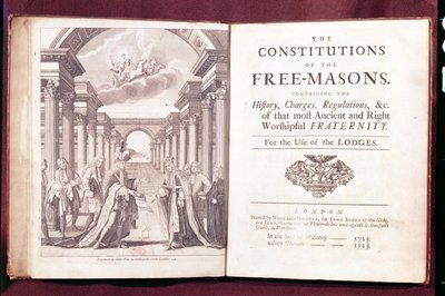`The Constitutions of the Freemasons av Dr James Anderson (ca 1680-1739) publicerad i London 1723 av English School