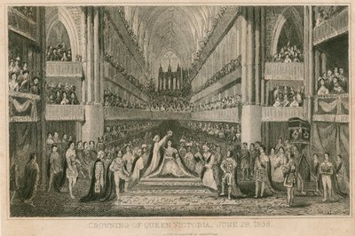 Drottning Victorias kröning i Westminster Abbey, 28 juni 1838 av English School