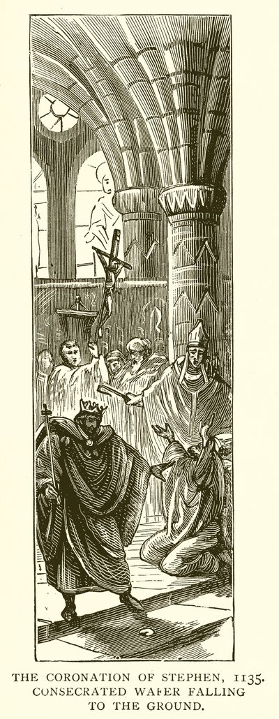 The Coronation of Stephen, 1135. Invigd Wafer faller till marken av English School