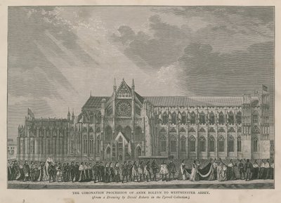 Anne Boleyns kröningståg till Westminster Abbey av English School