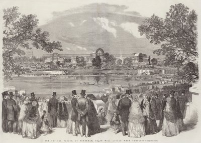 Crystal Palace, i Sydenham, som det kommer att se ut när det är färdigt (gravyr) av English School