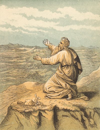 Moses död (färgad gravyr) av English School