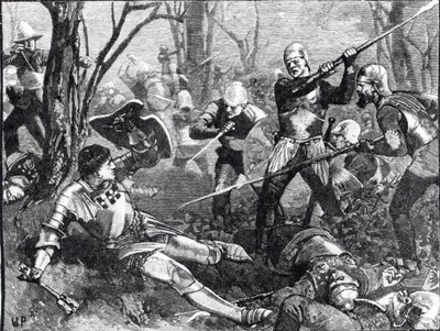 Kungens skapare död i slaget vid Barnet, ca 1880 av English School