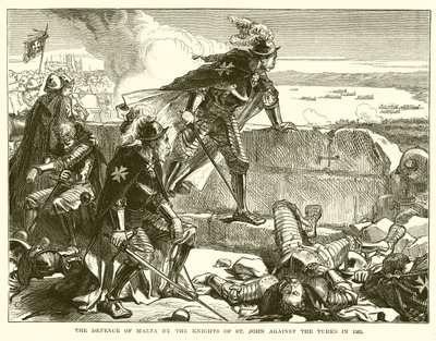 The Defense of Malta by the Knights of St. John mot turkarna 1565 av English School