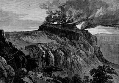 Förstörelsen av Magdala, från den brittiska expeditionen till Abessinien, 1868 av English School