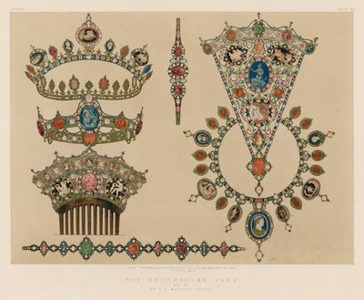 The Devonshire Gems uppsättning av Mr C F Hancock, London av English School