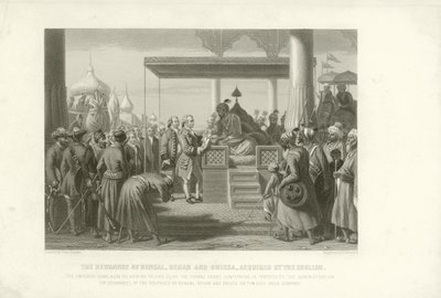 Diwani från Bengal, Bihar och Orissa förvärvad av engelsmännen, Indien, 1765 av English School