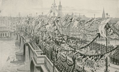 Diamond Jubilee Procession som korsar London Bridge av English School