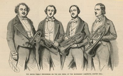 Familjen Distin uppträder på saxhorn på onsdagskonserterna i Exeter Hall av English School