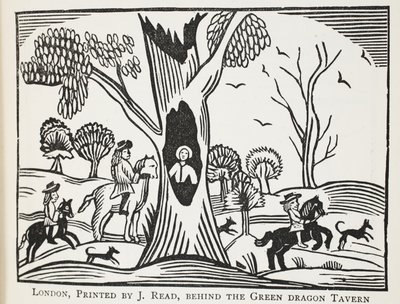 The Distressed Child in the Wood, eller The Cruel Unkle, illustration från Chap-books of the artonde århundradet av John Ashton, pub. 1882 av English School