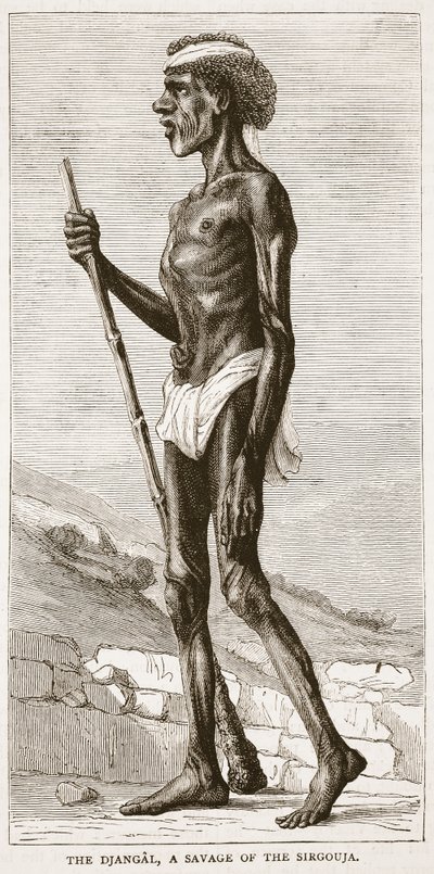 The Djangal, a Savage of the Sirgouja, illustration från Cassells Illustrated History of England av English School