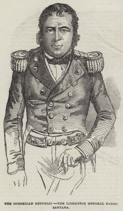 Dominikanska republiken, generalbefriaren Pedro Santana (gravyr) av English School