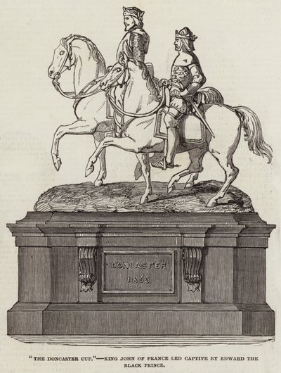 "The Doncaster Cup", kung John av Frankrike ledde till fångenskap av Edward the Black Prince (gravyr) av English School