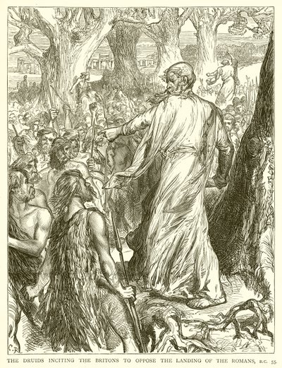 Druiderna som hetsade britterna att motsätta sig romarnas landsättning, f.Kr. 55 av English School
