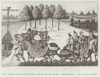 Hertigen av Gloucester arresterades av Earl Marshall och skickades till Calais av English School