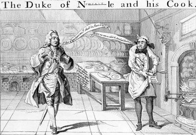 Hertigen av Newcastle och hans kock, c.1745 av English School