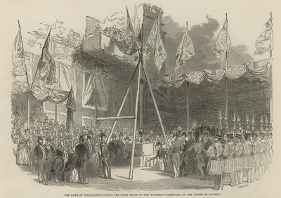 Hertigen av Wellington lägger den första stenen i Waterloo Barracks av English School