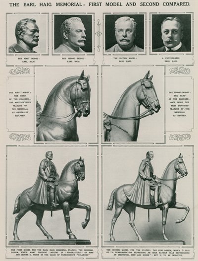 Earl Haig Memorial: Första modellen och andra jämfört av English School
