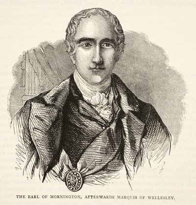 Earlen av Mornington, efteråt markisen av Wellesley, illustration från Cassells Illustrated History of India av James Grant, pub. 1879 av English School