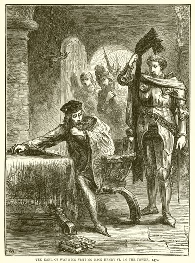 Earlen av Warwick besökte kung Henrik VI i tornet, 1470 av English School