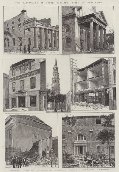 Jordbävningen i South Carolina, Ruins of Charleston (gravyr) av English School