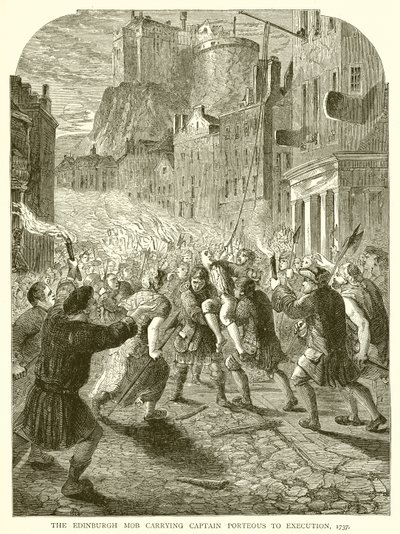 Edinburgh Mob bär kapten Porteous till avrättning, 1737 av English School