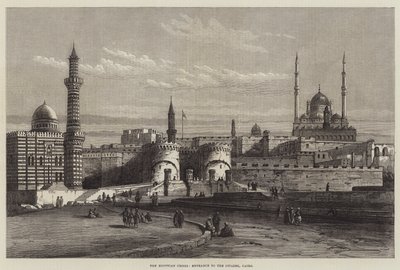 Den egyptiska krisen, ingången till citadellet, Kairo (gravyr) av English School