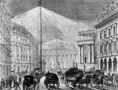 The Electric Light at the Mansion House, från The Illustrated London News 1881 av English School