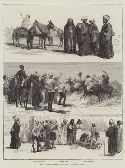 Den engelska ockupationen av Egypten, skisser i Kairo (gravyr) av English School