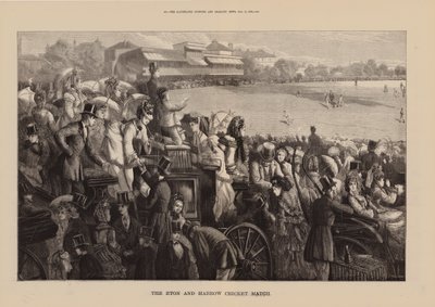 Cricketmatchen mellan Eton och Harrow (gravyr) av English School