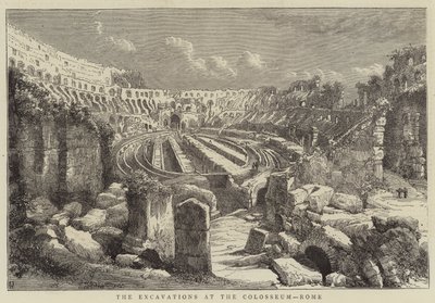 Utgrävningarna vid Colosseum, Rom (gravyr) av English School