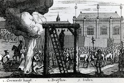 Henrettelsen af Oliver Cromwell, John Bradshaw og Henry Ireton, ca. 1661 sverige av English School