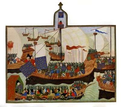 Fransmännens och genovesernas expedition till Barbariet, ur "Froissarts krönikor", illustrerad i "The Chronicler of European Chivalry av English School