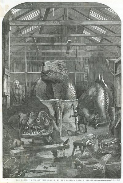 Modellrummet The Extinct Animals, på Crystal Palace, Sydenham av English School