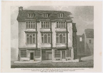 Falcon Tavern på Bankside, Southwark. Som det såg ut 1805 av English School
